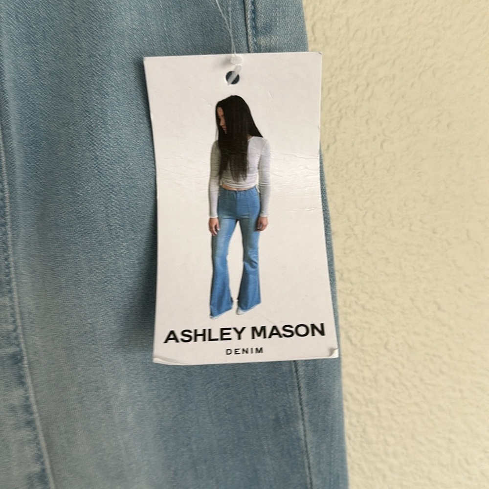 Ashley Mason Jeans women’s pull on faded fray hem flare center top stitch size 5 - Picture 8 of 12